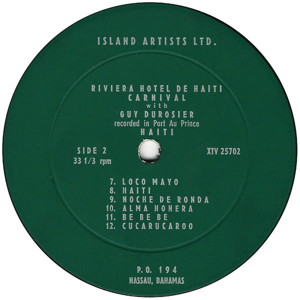Guy Durosier : Riviera Hotel D'Haiti Carnival (LP, Album, Mono)