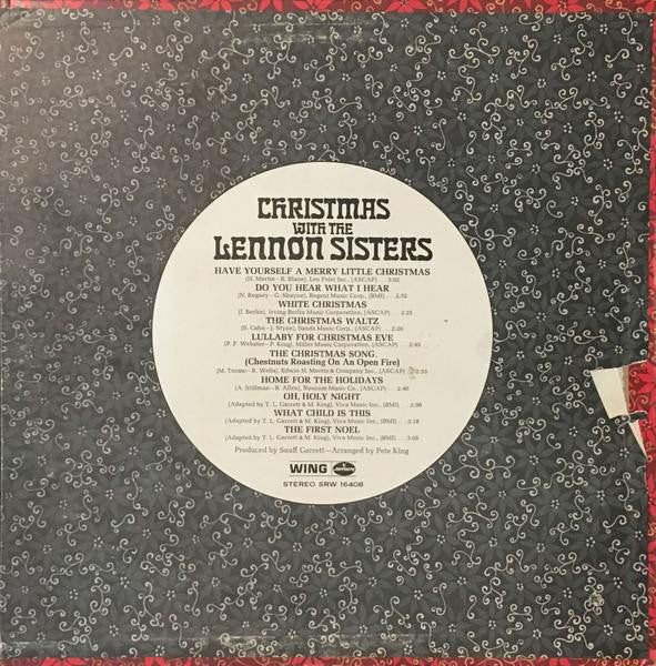 The Lennon Sisters : Christmas With The Lennon Sisters (LP, Album, RE)