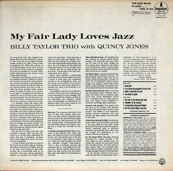 Billy Taylor Trio With Quincy Jones : My Fair Lady Loves Jazz (LP, Album, RE)