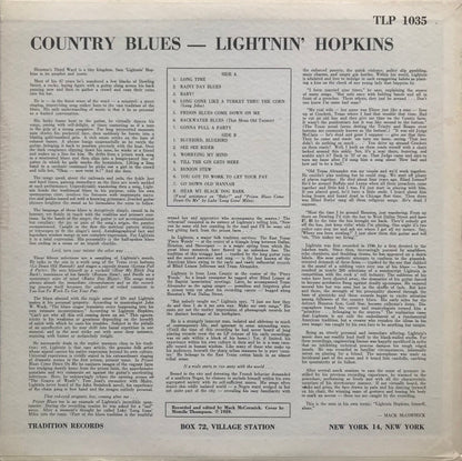 Lightnin' Hopkins : Country Blues (LP, Album, Mono)