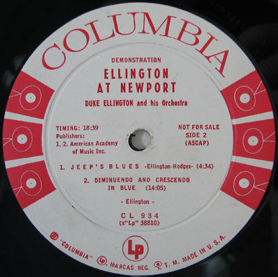 Duke Ellington And His Orchestra : Ellington At Newport (LP, Album, Mono, Promo)