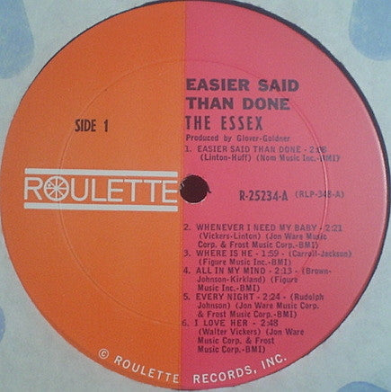 The Essex : Easier Said Than Done (LP, Mono)
