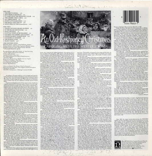 The Western Wind : An Old-Fashioned Christmas (Caroling With The Western Wind) (LP, Album)