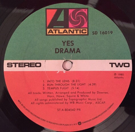 Yes : Drama (LP, Album, PR )