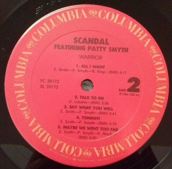 Scandal (4) Featuring Patty Smyth : Warrior (LP, Album, Pit)