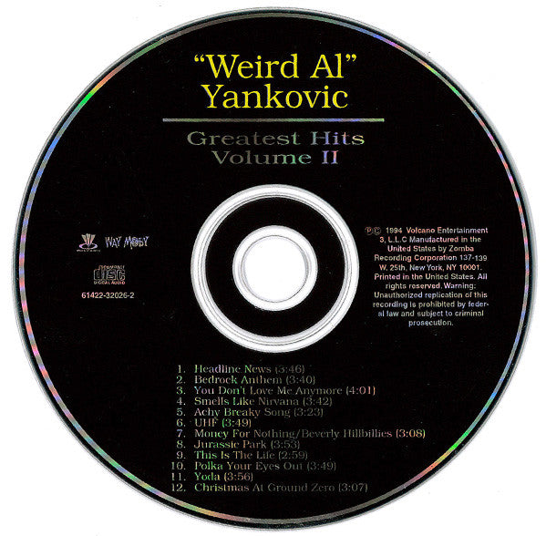"Weird Al" Yankovic : Greatest Hits Volume II (CD, Comp, RE)