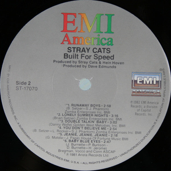 Stray Cats : Built For Speed (LP, Album, Comp, Jac)