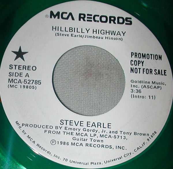 Steve Earle : Hillbilly Highway (7", Promo, Gre)