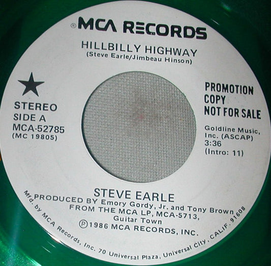 Steve Earle : Hillbilly Highway (7", Promo, Gre)