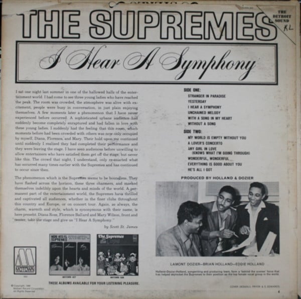 The Supremes : I Hear A Symphony (LP, Album, Mono, Ind)