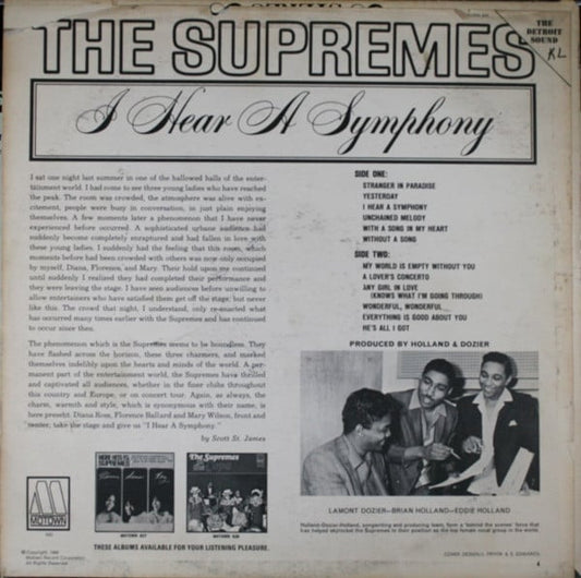 The Supremes : I Hear A Symphony (LP, Album, Mono, Ind)