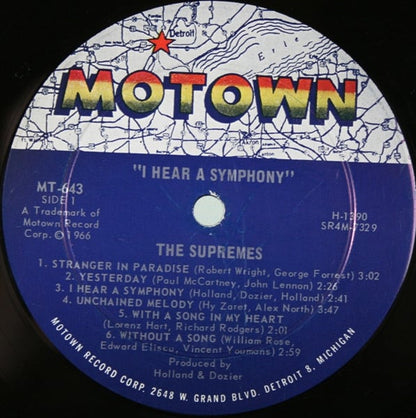 The Supremes : I Hear A Symphony (LP, Album, Mono, Ind)