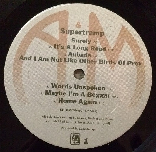 Supertramp : Supertramp (LP, Album, RE, RM, Ter)