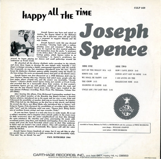 Joseph Spence : Happy All The Time (LP, Album, RE)