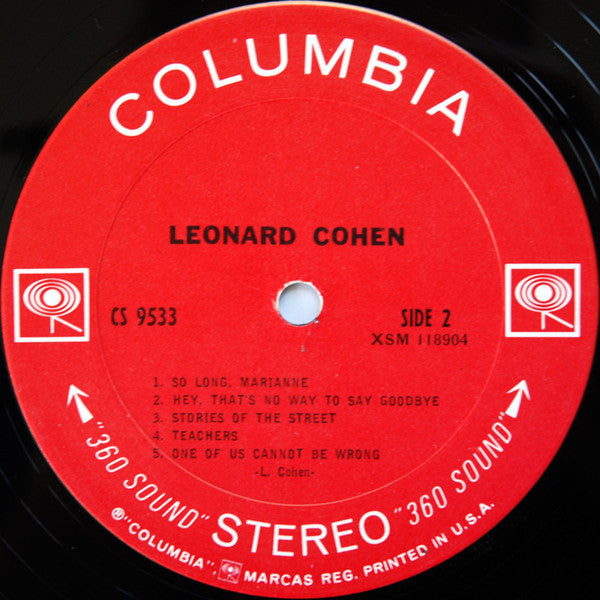 Leonard Cohen : Songs Of Leonard Cohen (LP, Album, Pit)