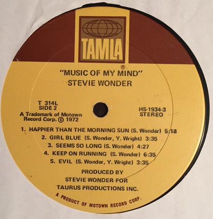 Stevie Wonder : Music Of My Mind (LP, Album, Gat)