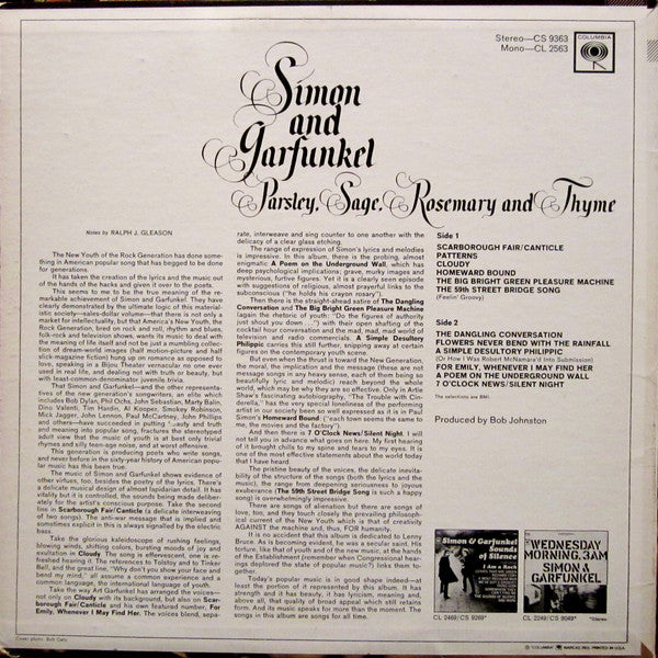 Simon And Garfunkel* : Parsley, Sage, Rosemary And Thyme (LP, Album, RP, Pit)