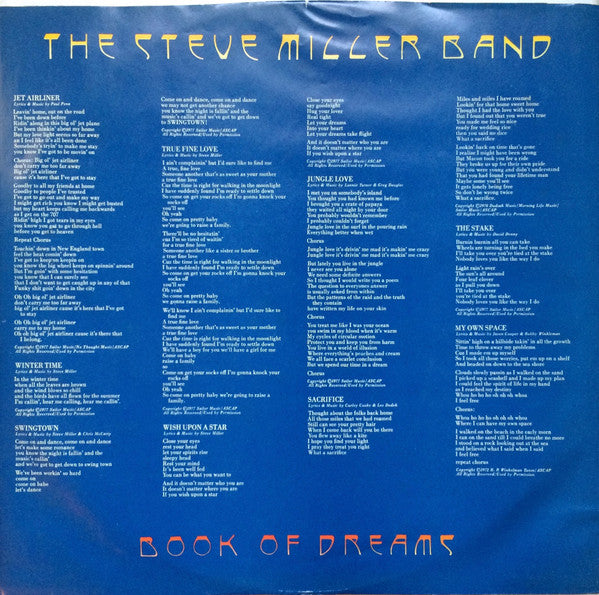 The Steve Miller Band* : Book Of Dreams (LP, Album, Gol)