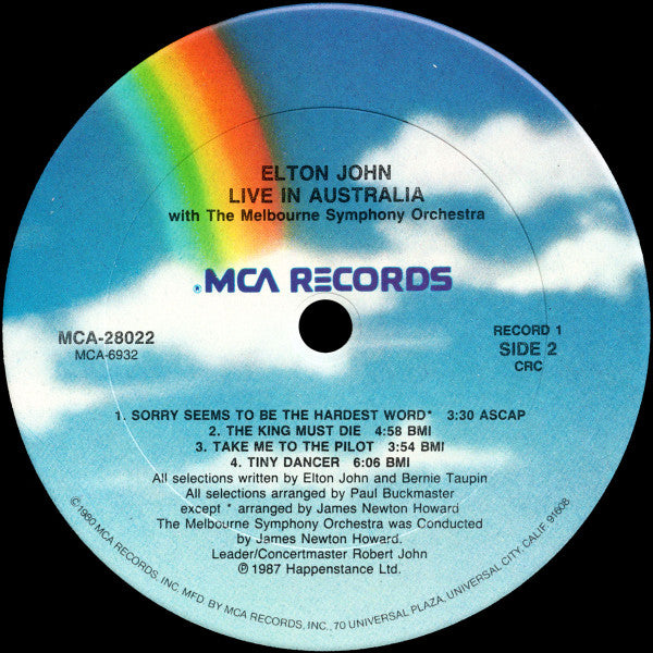 Elton John With The Melbourne Symphony Orchestra* : Live In Australia (2xLP, Album, Club, Car)