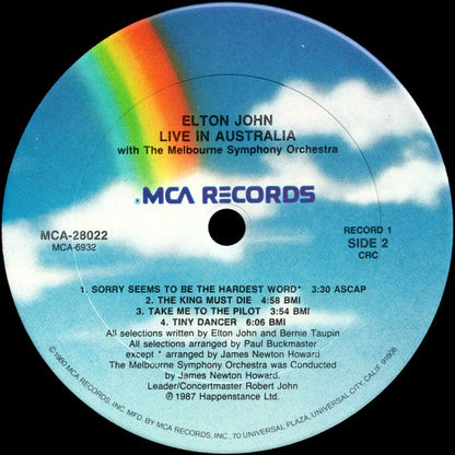 Elton John With The Melbourne Symphony Orchestra* : Live In Australia (2xLP, Album, Club, Car)