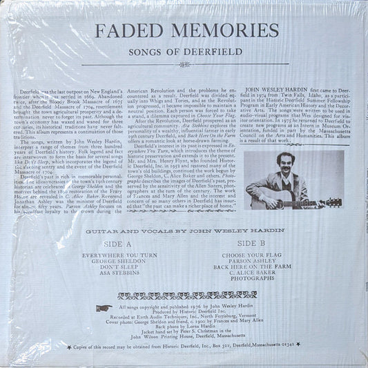 John Wesley Hardin (2) : Faded Memories: Songs of Deerfield (LP, Album)