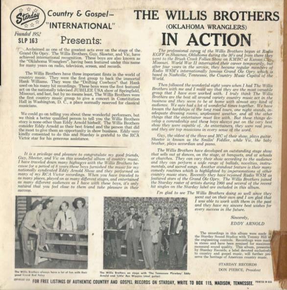 The Willis Brothers : In Action (LP, Album, Mono)