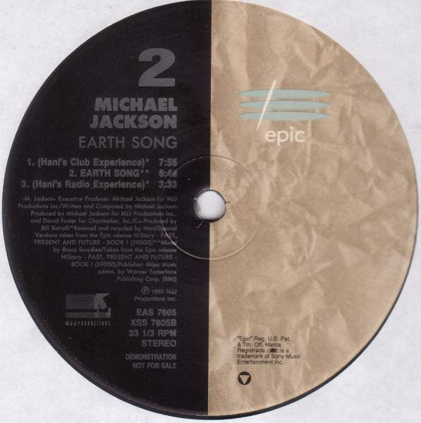 Michael Jackson : Earth Song (12", Promo)