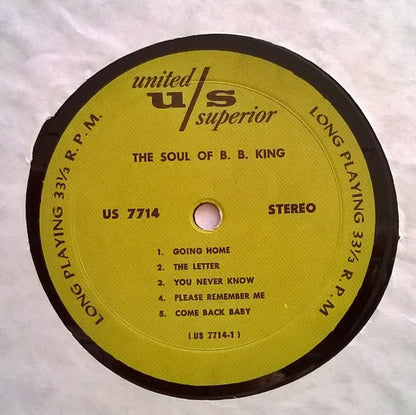 B.B. King : The Soul Of B.B. King (LP, RE)