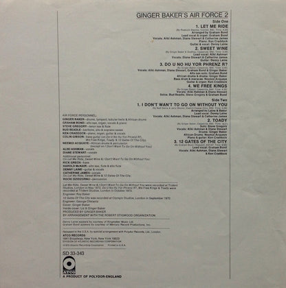 Ginger Baker's Air Force : Air Force 2 (LP, Album, PR )