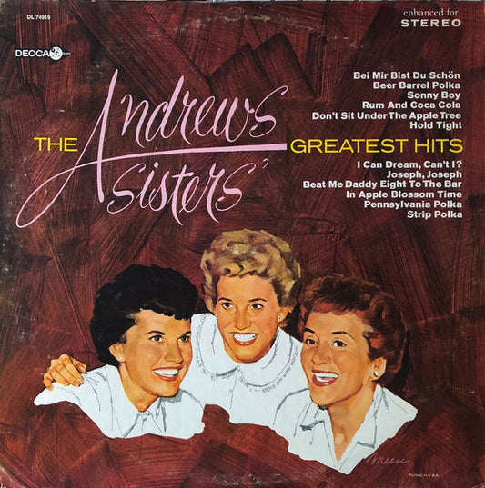 The Andrews Sisters : The Andrews Sisters' Greatest Hits (LP, Comp, Promo)