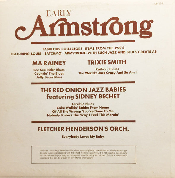 Louis Armstrong : Early Armstrong (LP, Comp, Mono)
