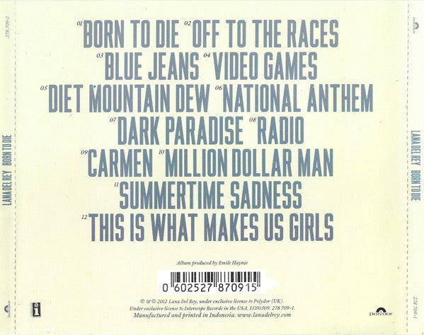 Lana Del Rey : Born To Die (CD, Album)