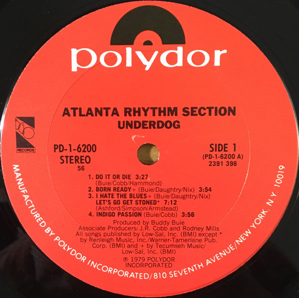 Atlanta Rhythm Section : Underdog (LP, Album, 56 )
