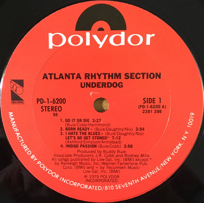 Atlanta Rhythm Section : Underdog (LP, Album, 56 )