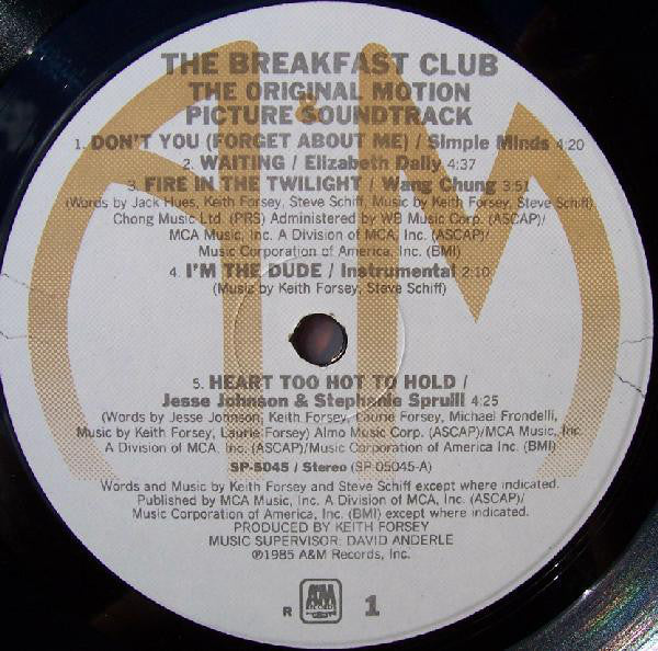 Various : The Breakfast Club (Original Motion Picture Soundtrack) (LP, Album, R P)
