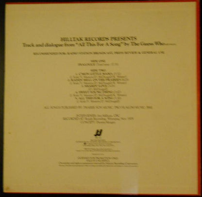 The Guess Who : Hilltak Records Presents Track and Dialogue From All This for A Song (LP, Album, Promo)