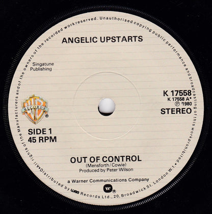 Angelic Upstarts : Out Of Control (7", Single)