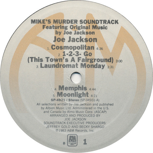 Joe Jackson : Mike's Murder (The Motion Picture Soundtrack) (LP, Album, B -)