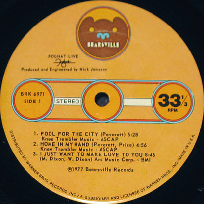 Foghat : Live (LP, Album, Pit)