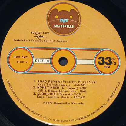 Foghat : Live (LP, Album, Pit)