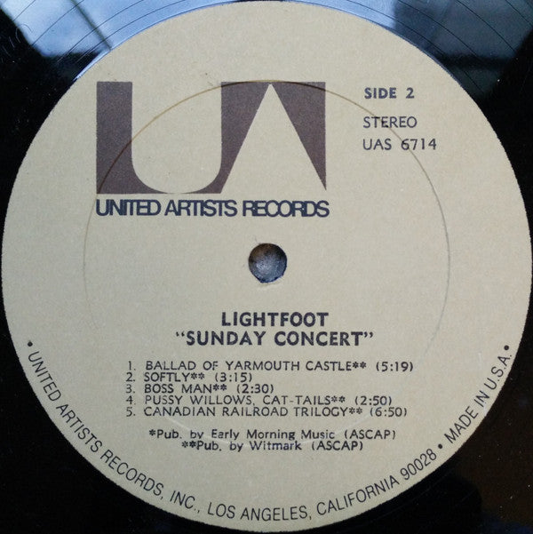 Gordon Lightfoot : Sunday Concert (LP, Album, RE, RP, Gat)