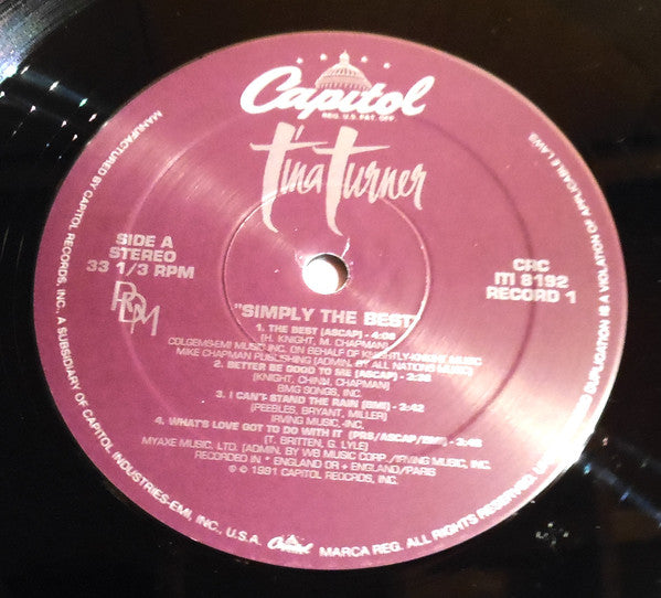 Tina Turner : Simply The Best (2xLP, Comp, Club, RM, SRC)