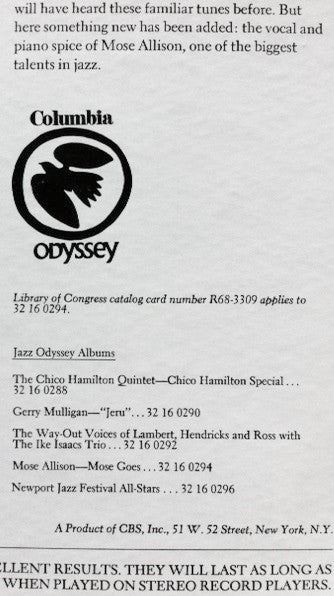 Mose Allison : Mose Goes (LP, Album, RE)