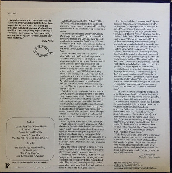 Dolly Parton : I Wish I Felt This Way At Home (LP, Comp)