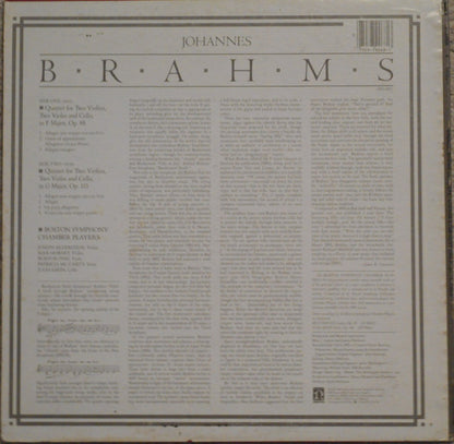 Brahms*, Boston Symphony Chamber Players : String Quintets Opus 88 & 11 (LP, Album)