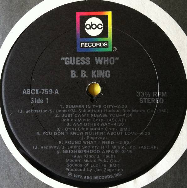 B.B. King : Guess Who (LP, Album, Tru)
