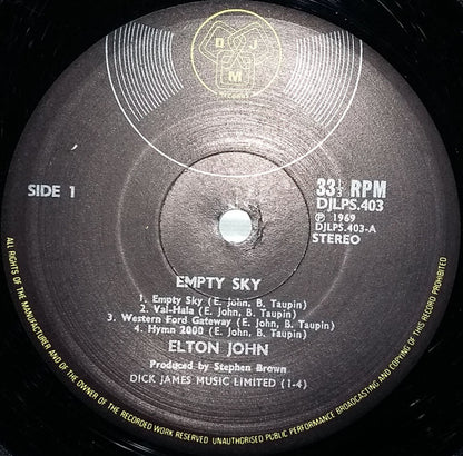 Elton John : Empty Sky (LP, Album, Mon)