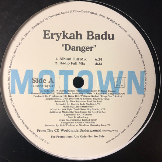 Erykah Badu : Danger (12", Promo)