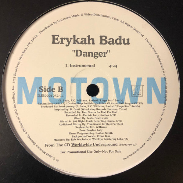 Erykah Badu : Danger (12", Promo)