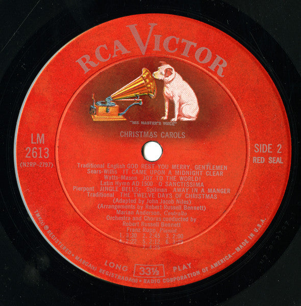 Marian Anderson : Christmas Carols (LP, Album, Mono)